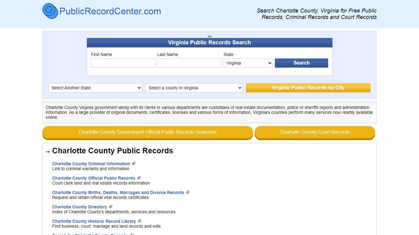 Charlotte County Virginia Free Public Records - Court ...